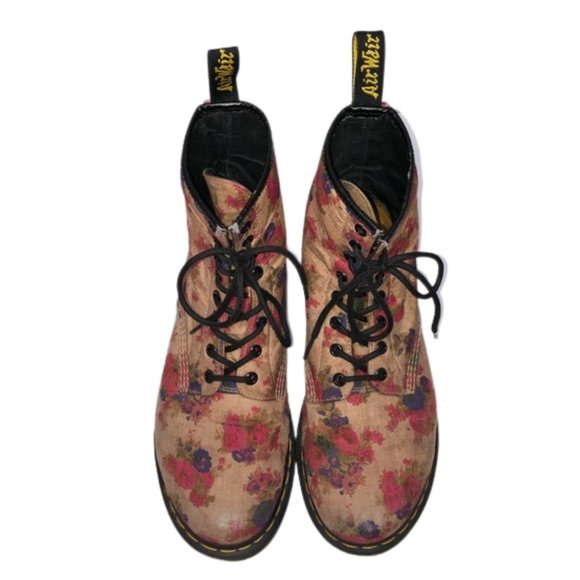 Dr. Martens Castel Floral Canvas Combat Boots - 10 - Picture 6 of 16